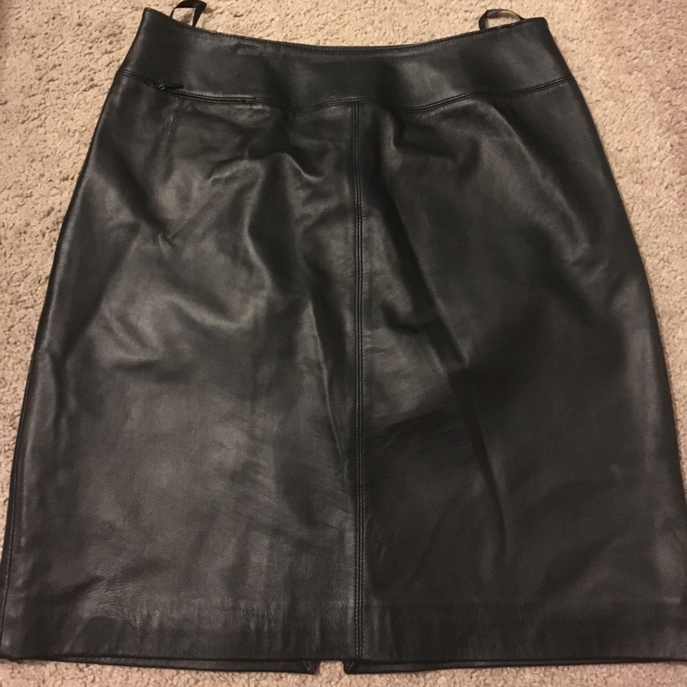 Lord & Taylor black leather skirt